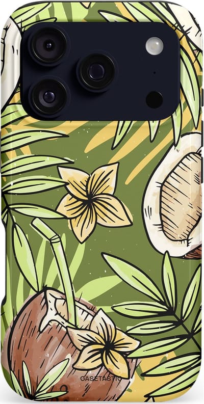 Casetastic hoesje geschikt voor Apple iPhone 17 Pro - MagSafe - Dubbellaagse bescherming - Kokos Chill - Fashion Case - Beige Saliegroen Donkergrijs Goud