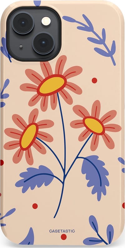 Casetastic hoesje geschikt voor Apple iPhone 14 Plus - MagSafe - Dubbellaagse bescherming - Perzikbloem trio - Fashion Case - Lavendel Perzik Zand