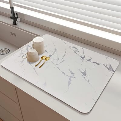 Afwasdroogmat 40 x 30 cm - Super absorberende en sneldrogende keukendroogmat met antislip ondergrond - Ideaal voor aanrecht en koffiezetapparaat