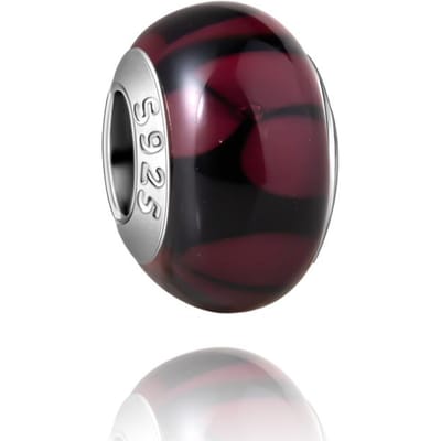 Murano Glas Collectie Koper Ambacht Wit Hartvormig Bedeltje Past op Armband Dames Verfijnde Sieraden Accessoires Cadeaus black