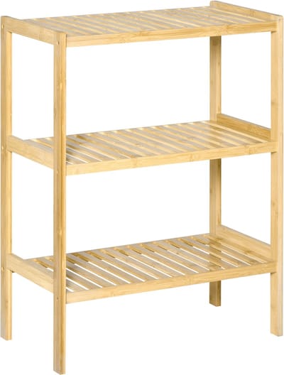 HOMCOM badkamerrek - bamboe - 62L x 33B x 80H cm - natuurhout