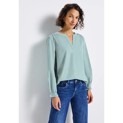 Corduroy blouse met ruches