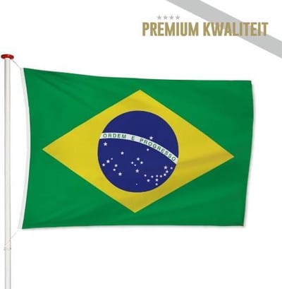 Braziliaanse Vlag Brazilië 100x150cm - Kwaliteitsvlag - Geschikt voor buiten