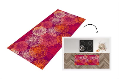 Keukenloper - Loper keuken - Bloemen - Regenboog - Dahlia - Patronen - 120x50 cm - Keukenloper vinyl