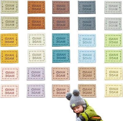 30 Stuks Leerlabels in 15 Kleuren met Gaten voor Handgemaakt Kleding, Hoeden, Jeans en Tassen - Ideaal voor DIY Decoratie en Naaiwerk