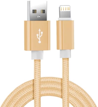 Oplaadkabel 1 Meter - USB A naar 8-pins kabel Geschikt voor: iPhone XR / XS MAX / X & XS / 8 & 8 Plus / 7 & 7 Plus / 6 & 6s & 6 Plus & 6s Plus / iPad - goud
