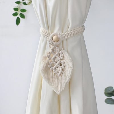 Set van 2 gordijn tiebacks Boheemse decoratieve gordijn tiebacks macrame katoenen gordijn tiebacks voor gordijnen decoratie,beige
