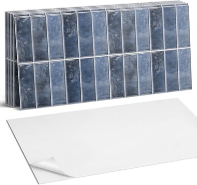 Coloray Plaktegels - Verticale modieuze tegels Wandtegel Zelfklevend - 60 cm x 30 cm - Marine Plaktegels - 6 stuks - Rechthoek PVC Tegels - Plaktegels Keuken - Zelfklevende Vloertegels Badkamer - Vinyltegels Vloer Zelfklevend - Portugese Tegels