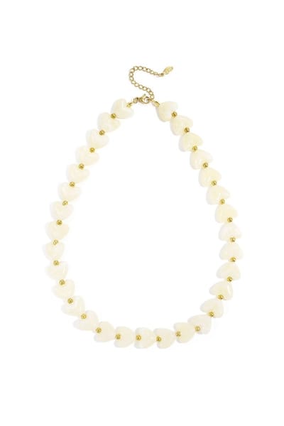 Bijoutheek Collier Hart Kralen Off-White