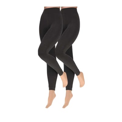 Lounge legging dames - Fleece - Winterlegging - 2-Pak - Donker Grijs / S/M