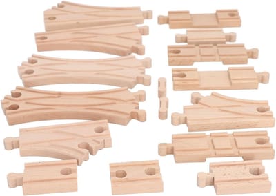 Houten Treinbaan - Bouwset Speelgoed - Creatief Spelen - Duurzaam Beukenhout - 22 x 18 x 4 cm