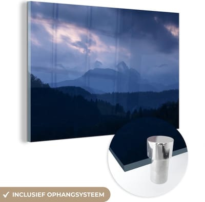 ® Glasschilderij 180x120 cm - Schilderij acrylglas - Donkere lucht boven de bergen in het Nationaal park Triglav in Slovenië - Foto op glas - Muurdecoratie woonkamer - Wanddecoratie slaapkamer - Schilderijen