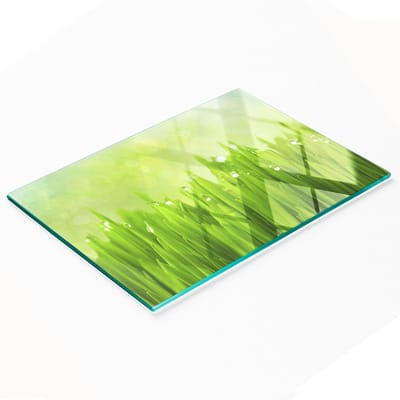 Decoratieve glazen snij- en serveerplank voor in de keuken, grasmotief, 80x52 cm