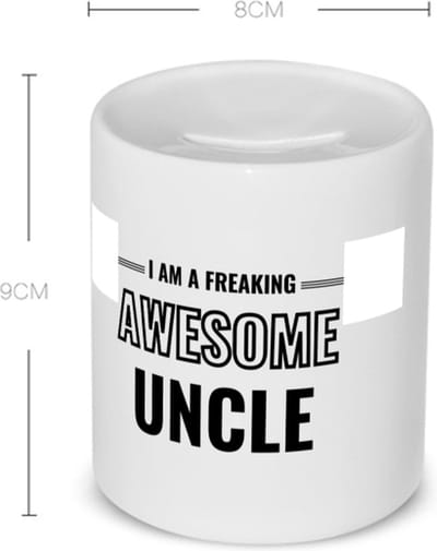 Akyol - i am a freaking awesome uncle Spaarpot - Oom - de meest geweldigste oom - verjaardagscadeau - verjaardag - cadeau - cadeautje voor oom - oom artikelen - kado - geschenk - gift - 350 ML inhoud