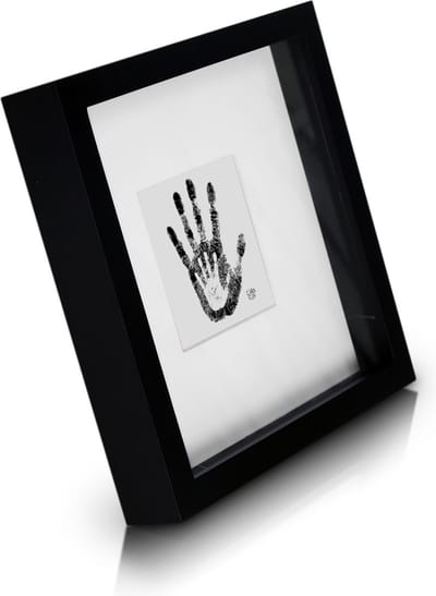 Classic by Casa Chic - Vierkante box-fotolijst van echt hout - Zwart - 23x23 cm en 4,5 cm diep - Veiligheidsglas - met 10x10 cm passe-partout - 3d objectlijst - Lijstbreedte 2cm