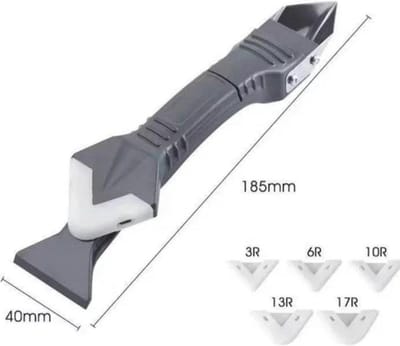 3 in 1 Kit Verwijderaar Met RVS Schraper Inclusief Afstrijkrubber Set – Kitspatel – Kitmes – Kitstrijker – Voegstrijker – Kit Schraper – Multitool Voor Het Verwijderen en Afwerken Van Kit Naden