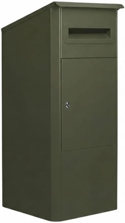 Pakketdoos Brievenbus - Pakketontvanger - Veilig Ontvangen - Verzinkt Staal - 38.5x38.5x104.5 cm - Olijfgroen