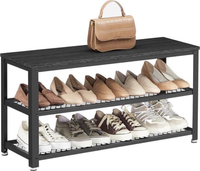 MIRA Home - XL - Schoenenbank met 3 Lagen - Industriële Uitstraling - Hout & Metalen Frame - 88x30x45 cm