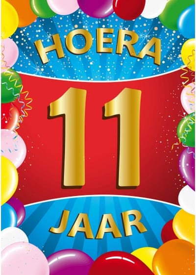 Bellatio Decorations Verjaardag deurposter - 2x - 11 jaar - multi - 59 x 84 cm - feestartikelen