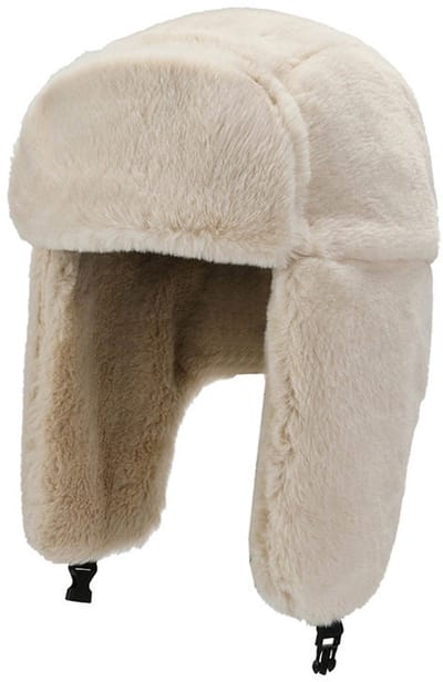 Dames Heren Hoed Winter Suede Bivakmutsen met oortelefoon Warm Imitatiebont Voering Cap Winddicht Bivakmuts Skiën Motor Snowboard Kamperen Wandelen, beige