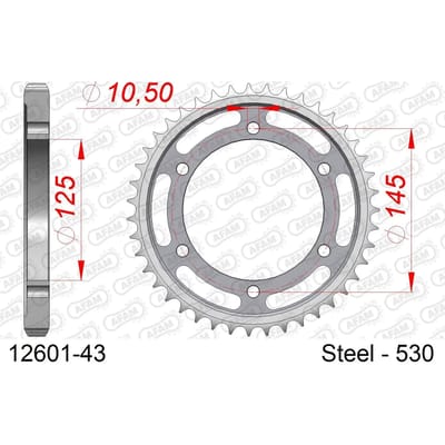 Stalen tandwiel Afam 530 43 dents