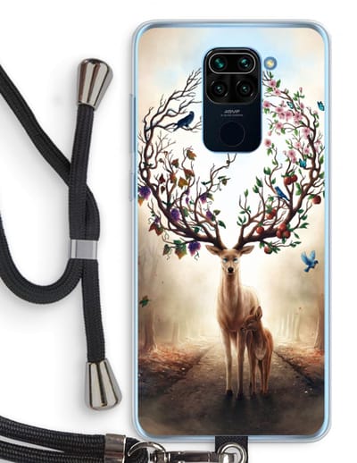 Case Company® - Hoesje met koord geschikt voor Xiaomi Redmi Note 9 hoesje met Koord - Seasons Change - Telefoonhoesje met Zwart Koord - Bescherming aan alle Kanten en Over de Schermrand