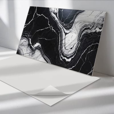 Wallfluent Vinyl Wandpaneel - Abstract marmerpatroon PVC Muurpaneel - 100 cm x 50 cm - Zwart PVC wandpaneel - 1 stuk - Rechthoekig Wandbekleding Vinyl - Texturen Wandpaneel - Zelfklevende Wandbekleding - Wandpaneel Keuken en Badkamer