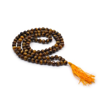 Ancient Wisdom - Edelsteen - 108 kralen mala tijgeroog met metalen ketting - kristallen pendels - edelstenen - rozenkwarts - handgemaakt