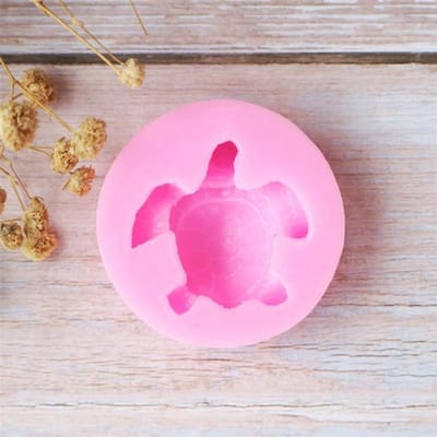 Moule en silicone pour fondant, mignon et adorable, en forme de tortue de mer, décoration de gâteau sur le thème de l'océan, moule à chocolat en pâte à sucre, petite taille pink