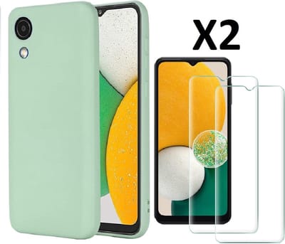 Hoesje Geschikt Voor Samsung Galaxy A03 Core hoesje silicone soft cover Mint Groen - Hoesje Geschikt Voor Samsung Galaxy Galaxy A03 core Silicone hoesje - Ao3 Core Screenprotector 2 pack