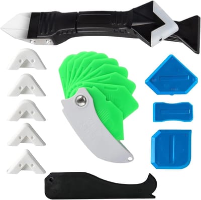 Siliconen schrapers - Kit spatels - Kitranden gladmaken - 5-delige set - Verschillende maten - Groen zwart blauw