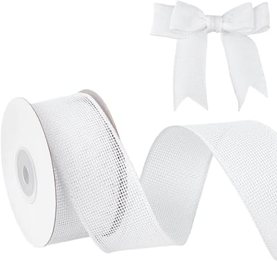 Cocoplus - Bedraad lint - Decoratie lint - Rustiek en ambachtelijk - Wit - Jute lint - 10,9 meter - Geschikt voor kerstboomdecoratie - Wit linnen - Voor kransen en geschenkverpakking