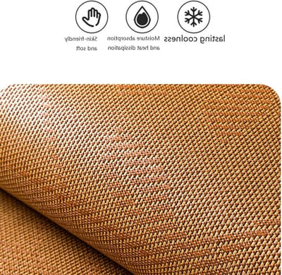 Koelmat voor de Zomer - Vouwbare en Wasbare Rattan Mat voor Tuin en Woonkamer - 3-delige Set - Antislip en Comfortabel (150x200cm, Bruin)