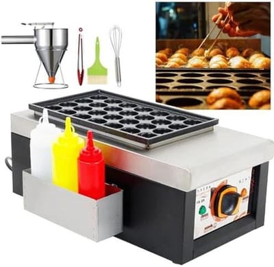 Takoyaki Maker - Octopus Ball Machine - Snacks Maken - Precisie Temperatuurregeling - 28 Gaten - Zilver