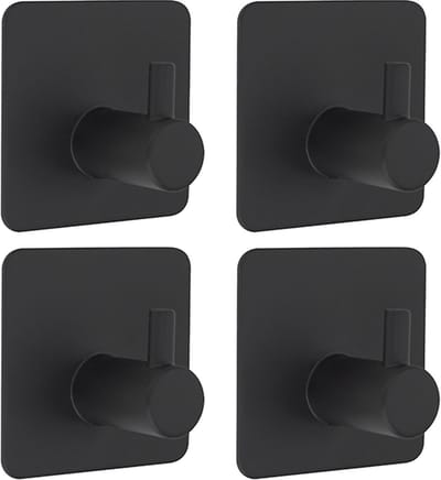 Zelfklevende hangers - 3M plakstrip - Zwart - 4 stuks