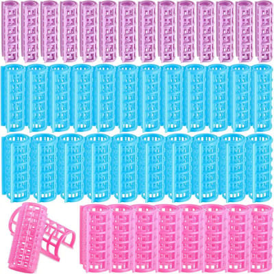 Plastic Haarrollers Set van 44 Stuks - Zelfklevende Krulrollers voor Haarstyling zonder Hitte in 4 Maten voor Thuisgebruik