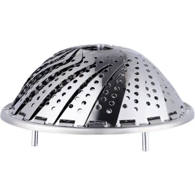 Plateau Vapeur en Acier Inoxydable Outil de Cuisine Créatif Coloré Pliable Polyvalent Vapeur Lotus Plateau Vapeur Télescopique gray