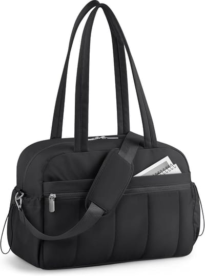 SnelShoppen - Dames Sporttas Gym Bag, Lichtgewicht Cabin Bag, Grote Opbergruimte, Reis- en Sporttas met Vochtzak, Zwart, Voor Vliegreizen en Fitness
