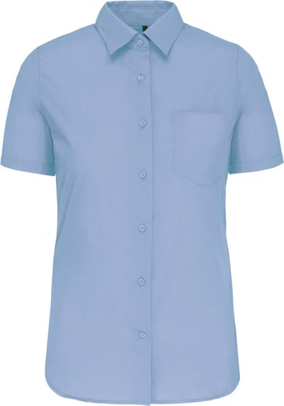 Kariban Dames Poplin Blouse Korte Mouwen K544 - Bright Sky - 3XL