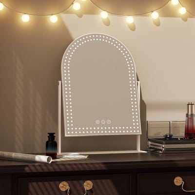 VANITII Hollywood Make-up Spiegel - Drie Verstelbare Lampen - 360 Graden Draaien - 30x41cm Wit