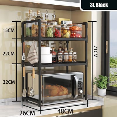 Magnetronrek Keuken Open Ruimte Kruidenplanken Verdeling Opbergruimte Dubbellaags Oven Modern Minimalisme Keuken Opbergorganizer brown