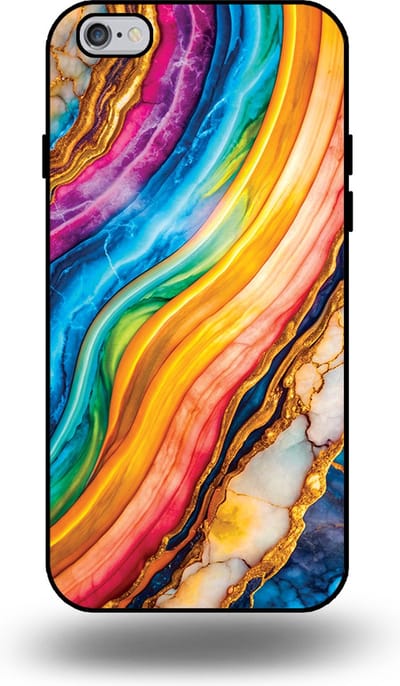 Smartphonica Telefoonhoesje Geschikt voor iPhone 6/6s met Regenboog Goud Marmer Opdruk - TPU Backcover Case Rainbow Gold Marble Design geschikt voor iPhone 6/6s
