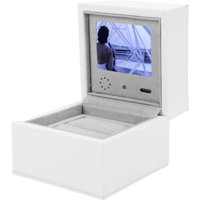 Boîte à bijoux avec écran LCD Affichage vidéo intelligent haut de gamme Boîte de rangement pour bagues et bijoux pour anniversaires Mariages gray