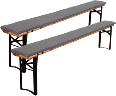 2 x Zwarte Bierbank Kussens - Antislip Katoen Linnen Stoelkussens voor Buiten en Binnen (220 x 25 x 3 cm)