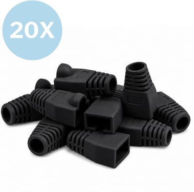 By Qubix internetkabel - 20 x RJ45 Netwerkkabel Tule - UTP en FTP Connector - Zwart - UTP kabel