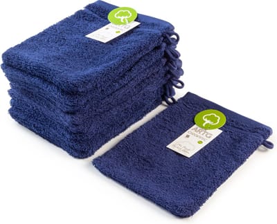 ARTG® ORGANIC - Washandjes - Biologische Katoen - 600 grams kwaliteit - 16 x 21 cm - Donker Blauw - French Navy - SET van 10 stuks