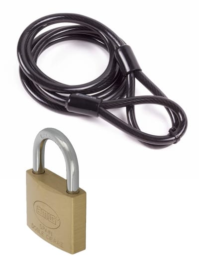 Amig staalkabel met hangslot 40 mm - kabel geplastificeerd 1.5 m x 8 mm - hangslot met 2 sleutels - spullen vastzetten - anti diefstal