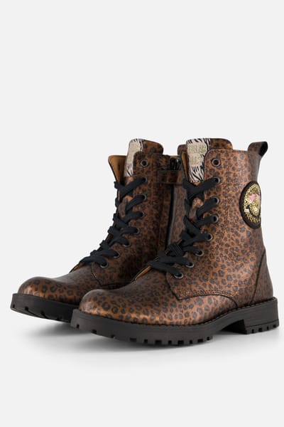 Develab Panterprint Veterboots bruin Leer - Maat 30 - Kinderschoenen