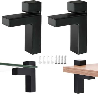 Verstelbare Glazen Plankhouders voor Wandmontage, Zwarte Zinklegering, Geschikt voor Glazen en Houten Planken, 3-28 mm, Ideaal voor Hoekplanken en Drijvende Planken