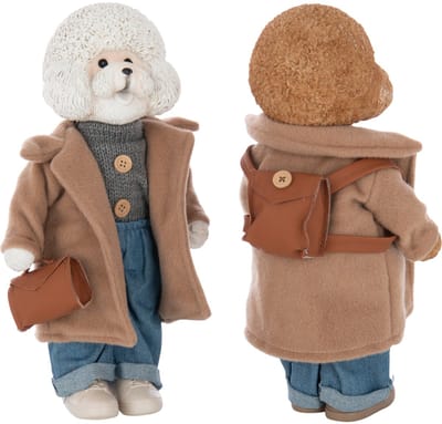 J-Line figuur Poedel Kleed + Tas - polyresin - mix - large - 2 stuks